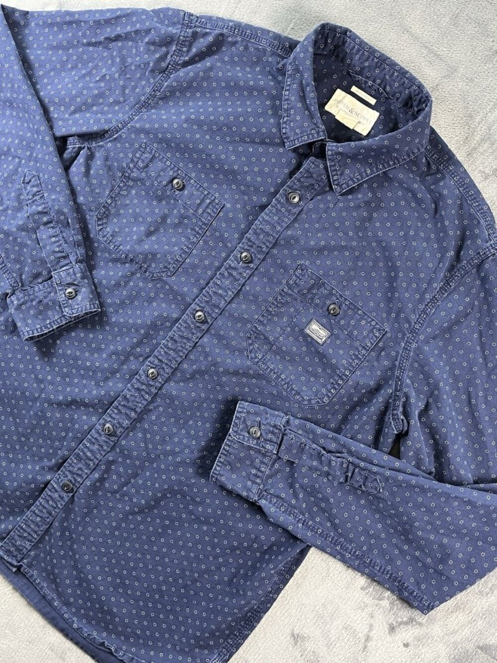 Denim & Supply Ralph Lauren Shirt Mens XL Blue Button Up Regular Fit Y2K